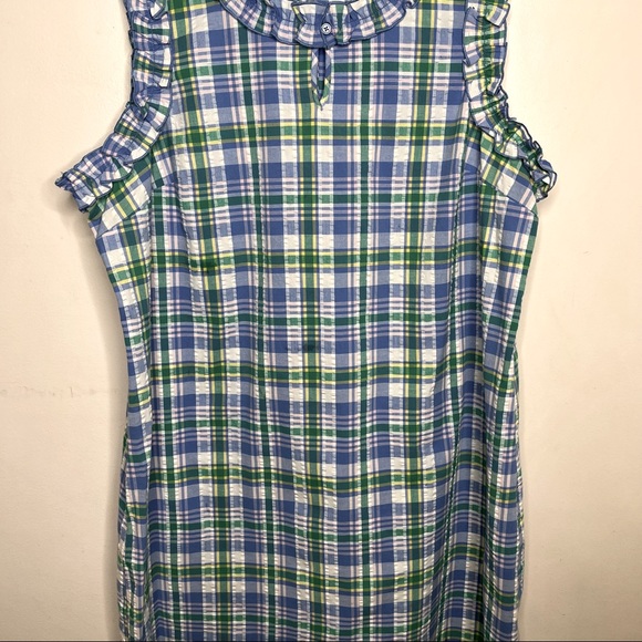 KIM ROGERS Sleeveless Seersucker Ruffled Shift Dress - Picture 9 of 16